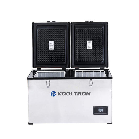 Kooltron 72L Stainless Steel Dual Compartment Fridge / Freezer Camping 12v24v 240v